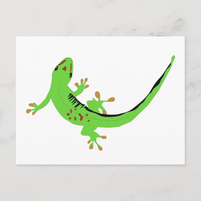 Gecko Lizard Reptile Illustration Helg Vykort (Framsida)