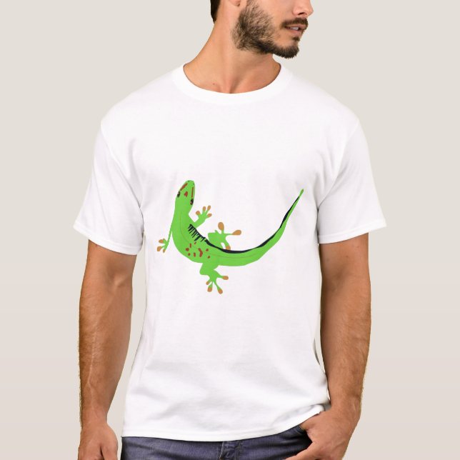 Gecko Lizard Reptile Illustration T Shirt (Framsida)