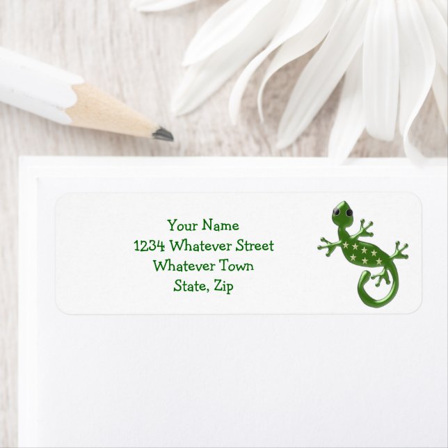 Gecko Lizard Returadress Etikett (Insitu)