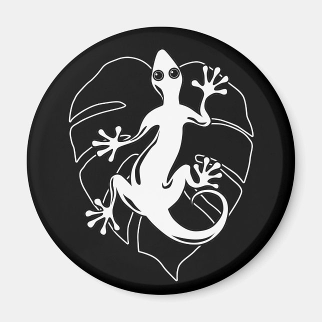 Gecko Lizard Silhouette Magnet (Framsidan)