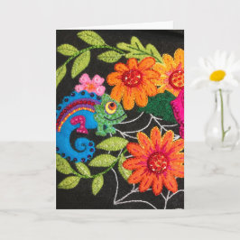 Gecko Lizard Stitched Felt Beads Sequins Kort