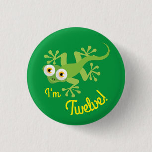 Gecko Lizards Födelsedagsfest Cute Kids Button Knapp