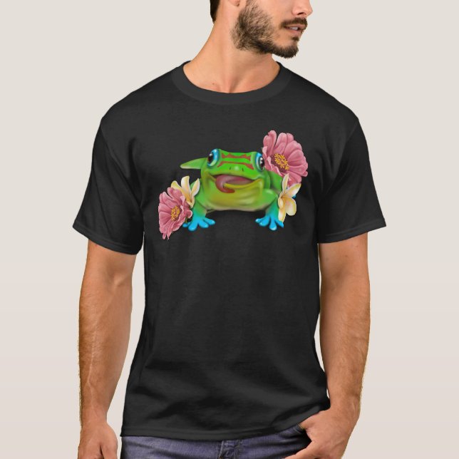 Gecko med blommor t shirt (Framsida)