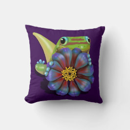Gecko med Zinnia Flower Kudde