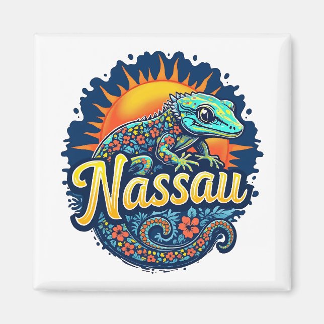 Gecko Nassau Bahamas Karibien Magnet (Framsidan)