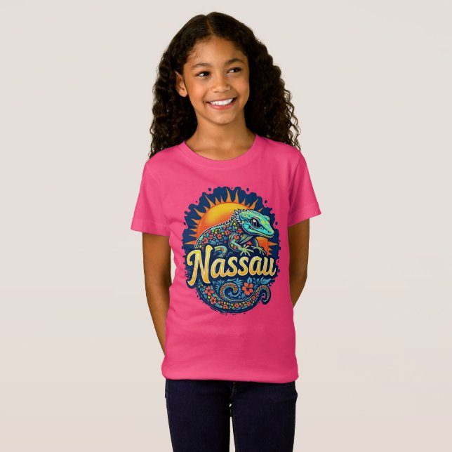 Gecko Nassau Bahamas Västindien T Shirt (Hel framsida)