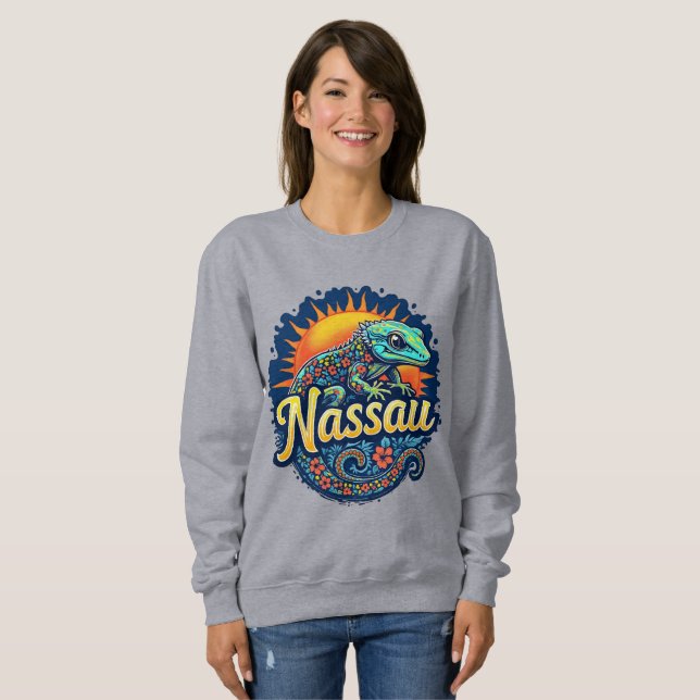 Gecko Nassau Bahamas Västindien T Shirt (Hel framsida)