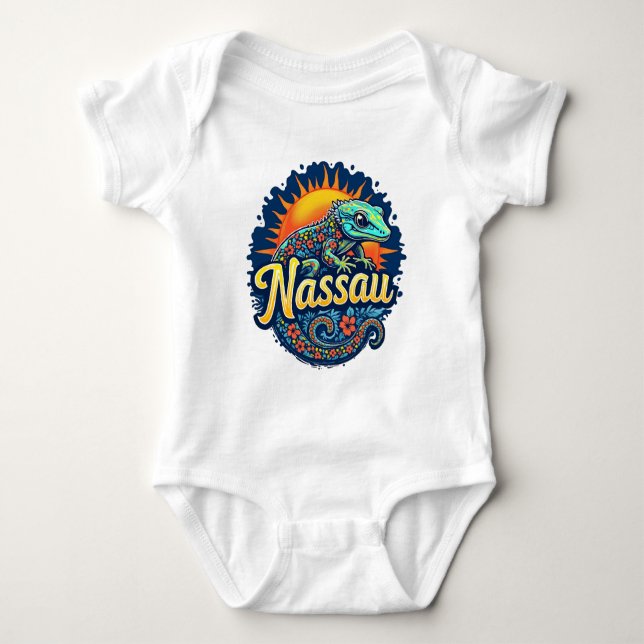 Gecko Nassau Bahamas Västindien T Shirt (Framsida)