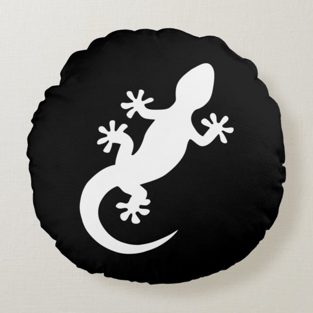 Gecko noir et blanc rund kudde (Framsidan)