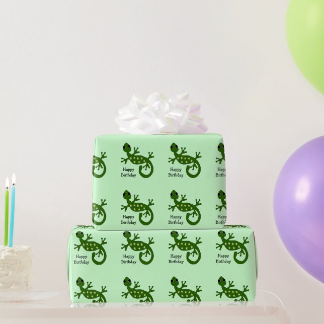 Gecko ödla valfri färg bakgrund födelsedagspresent presentpapper (Festgåvor)