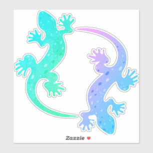 Gecko Par Aqua Lila Grön Blå Anpassad Vinyl Klistermärken