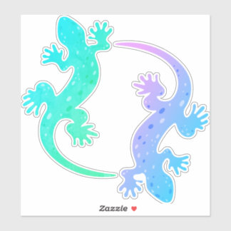 Gecko Par Aqua Lila Grön Blå Anpassad Vinyl Klistermärken