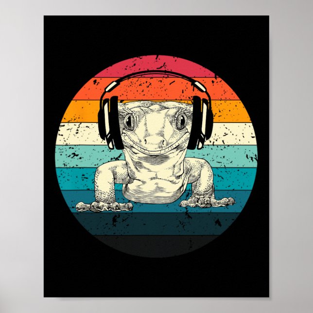 Gecko-spel som spelar videospel och spelar fantast poster (Framsidan)