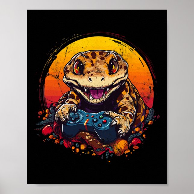 Gecko Spela upp spelguiden &amp; Reptiles Gam Poster (Framsidan)