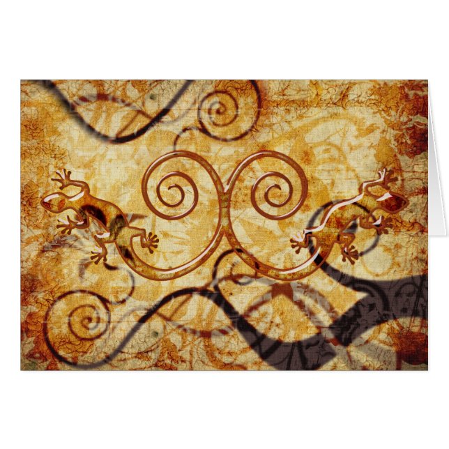 Gecko Spiral Twillingar Hälsningskort (Framsidan Horizontal)