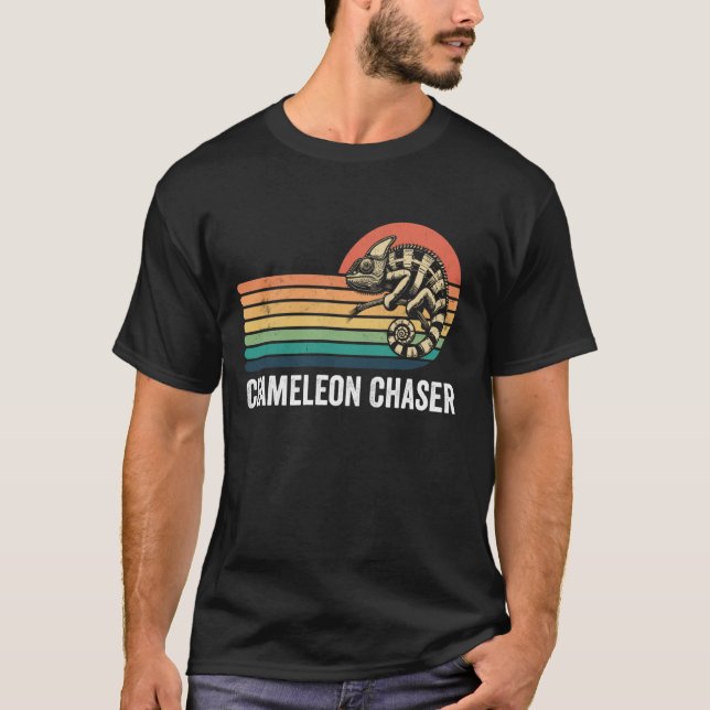 Gecko Squad Chameleon Catcher Retro Gecko Chameleo T Shirt (Framsida)