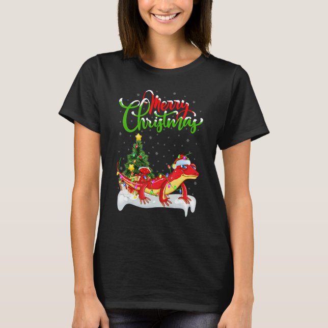 Gecko   Xmas Decorations Santa Gecko Christmas T Shirt (Framsida)