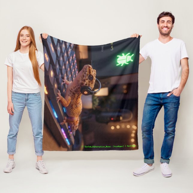 GeckoDev // Cyberpunk Programmer Flanfilt Blanket  Fleecefilt (På plats)