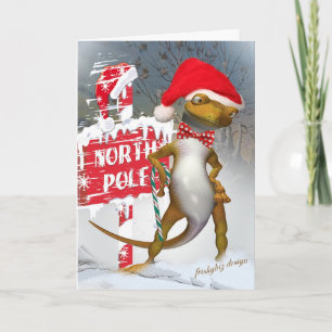 Geckoen besöker nordpolenkort helgkort