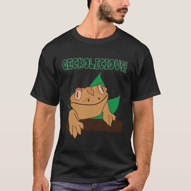 Geckolicious  Saying Cute Lizard Crested Gecko T Shirt (Framsida)