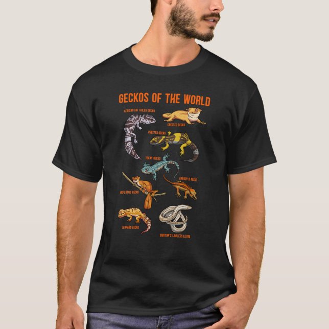 Geckos Animals of the World Crested Leopard Gecko  T Shirt (Framsida)