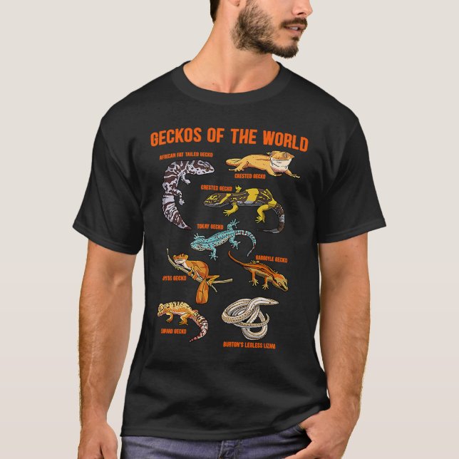 Geckos Animals of the World Crested Leopard Gecko  T Shirt (Framsida)