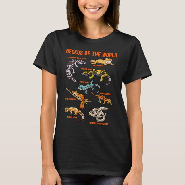 Geckos Animals of the World Crested Leopard Gecko  T Shirt (Framsida)
