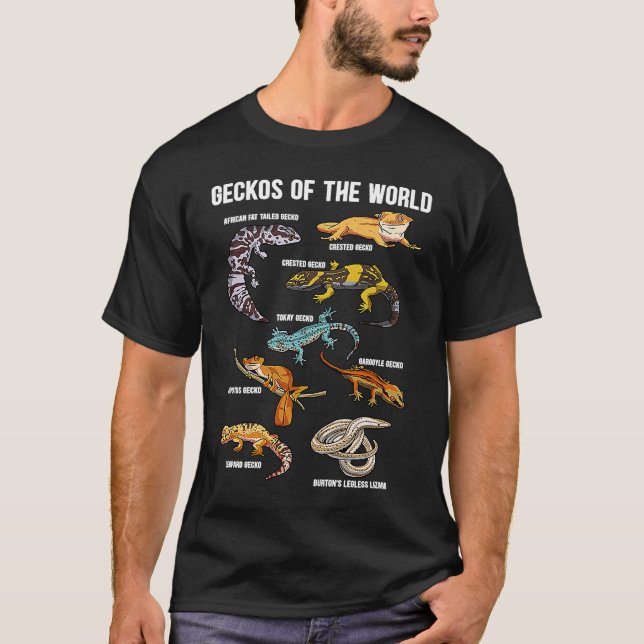Geckos Animals of the World Crested Leopard Gecko  T Shirt (Framsida)