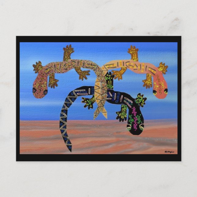 Geckos i branddalen vykort (Framsida)