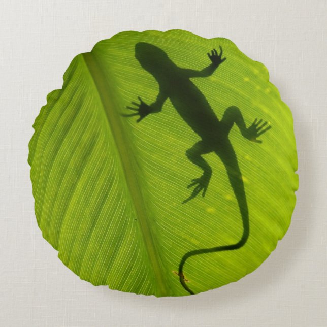 GeckoSilhouette Rund Kudde (Framsidan)