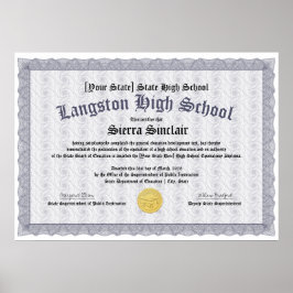 GED Allmänt gymnasieexamen-diplom kopia Poster