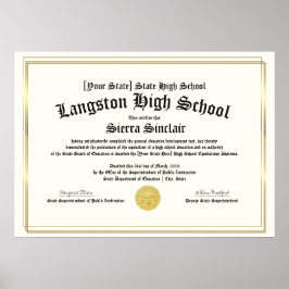 GED Allmänt gymnasieexamen-diplom kopia Poster