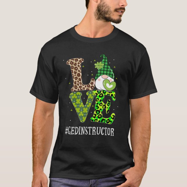 GED-instruktor Kärlek St patricks day Gnome Leopar T Shirt (Framsida)