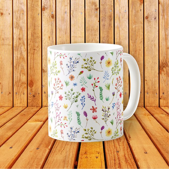 Gedblommor från Mountainside Meadow Watercolor Kaffemugg (Skapare uppladdad)