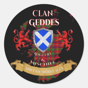 Geddes Scottish Family Klan Mitten Ages MisChief Runt Klistermärke