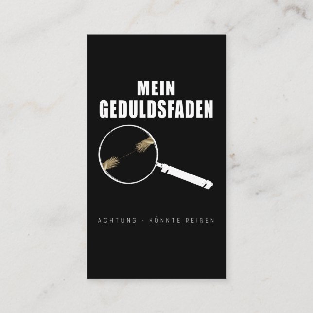 Geduldsfaden Spruch Keine Geduld Frauen Humorvoll Visitkort (Framsida)