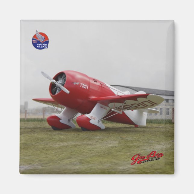 Gee Bee Toppen Sportster R-2 2-tums kvadratstreck Magnet (Framsidan)