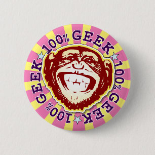 Geek 100 % munkey Badge för Funky med 100 % funkti Knapp