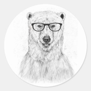 Geek björn runt klistermärke