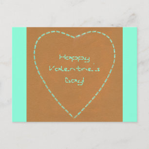 Geek Broken Linjer Grönt Heart Valentine Postcard Helg Vykort
