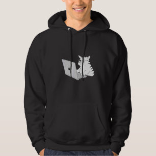 Geek Cat som arbetar hemma Hoodie