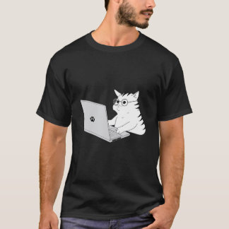 Geek Cat som arbetar hemma T Shirt