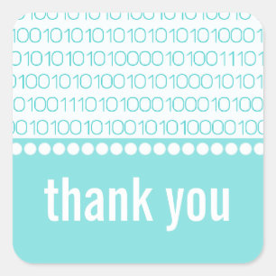 Geek Chic Binary Code Tack Stickers, Aqua Fyrkantigt Klistermärke