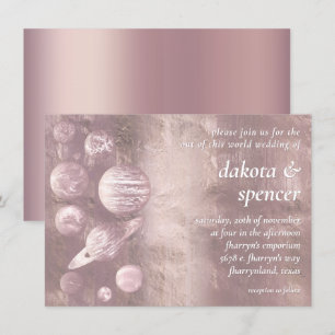 Geek Chic Bröllop   Dusty Mauve  Rosa Planets Inbjudningar