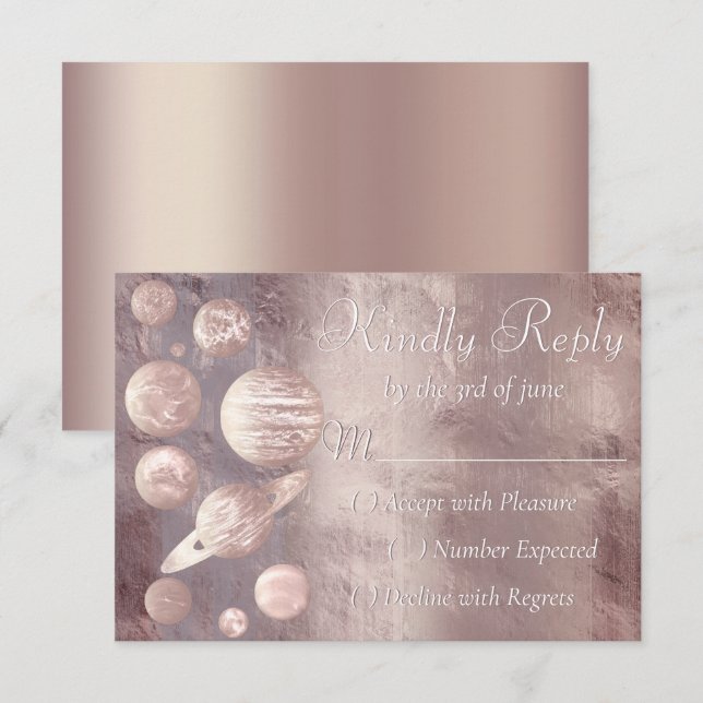 Geek Chic Bröllop | Planetter för koppar Ro Guld OSA Kort (Fram/baksida)