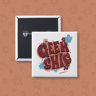 Geek Chic Hand-letterad Blommig Textdesign Knapp