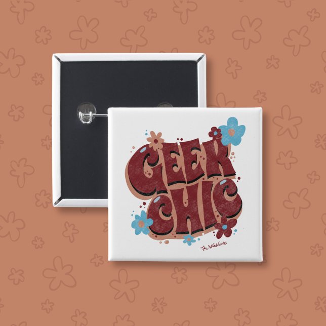Geek Chic Hand-letterad Blommig Textdesign Knapp (Skapare uppladdad)