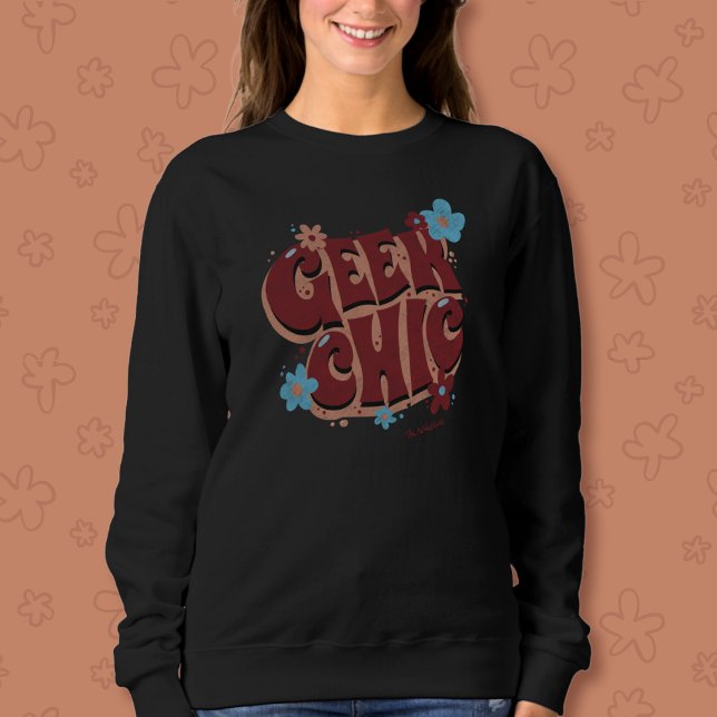Geek Chic Hand-skriven blomtextdesign T Shirt (Skapare uppladdad)
