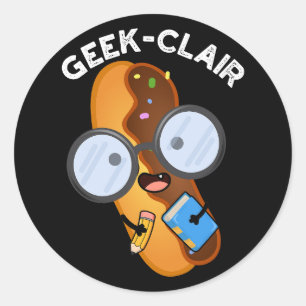 Geek-clair Funny Eclair Pun Mörk BG Runt Klistermärke