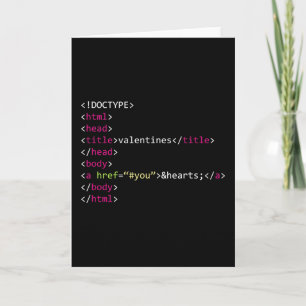 Geek Coder HTML-Valentineser kort